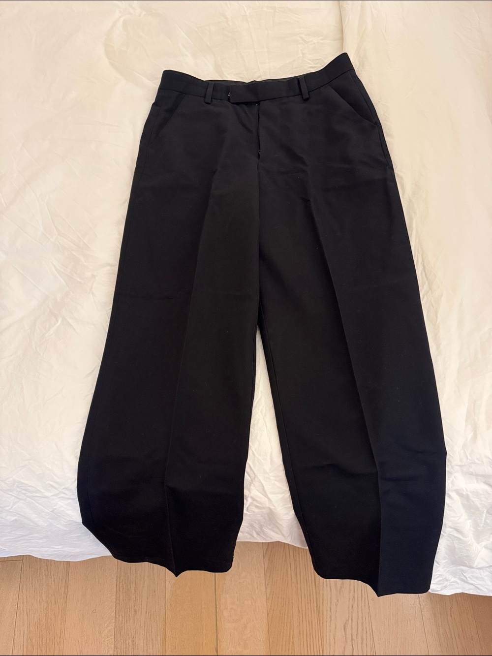 Black Wide Leg Pleated Trousers